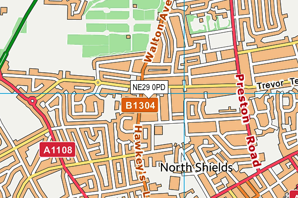 NE29 0PD map - OS VectorMap District (Ordnance Survey)