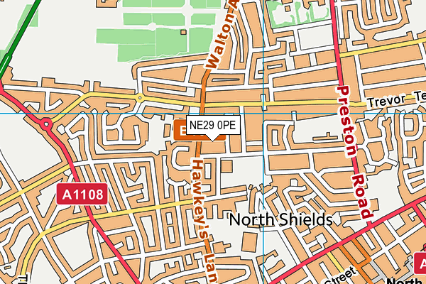 NE29 0PE map - OS VectorMap District (Ordnance Survey)