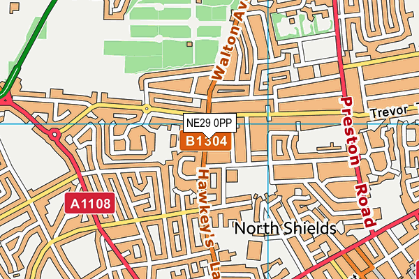 NE29 0PP map - OS VectorMap District (Ordnance Survey)