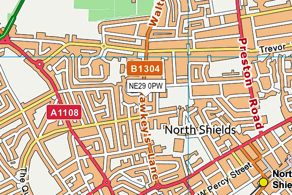 NE29 0PW map - OS VectorMap District (Ordnance Survey)