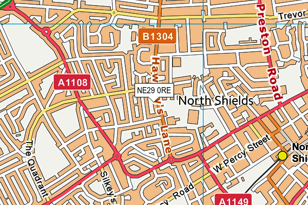 NE29 0RE map - OS VectorMap District (Ordnance Survey)