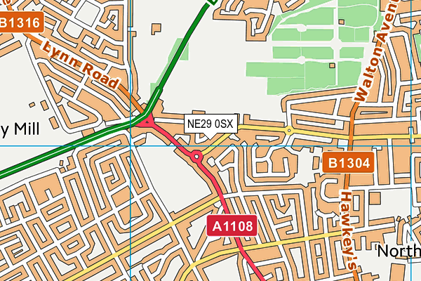 NE29 0SX map - OS VectorMap District (Ordnance Survey)