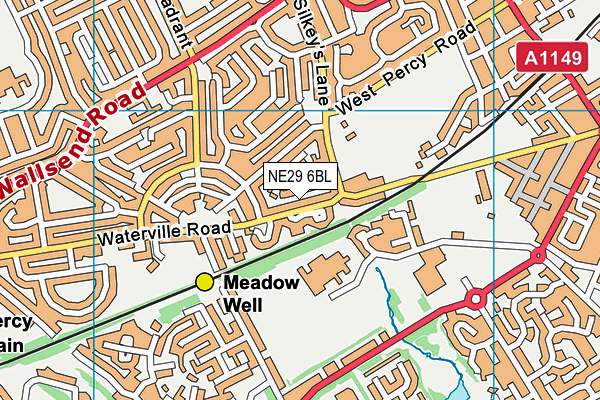 NE29 6BL map - OS VectorMap District (Ordnance Survey)