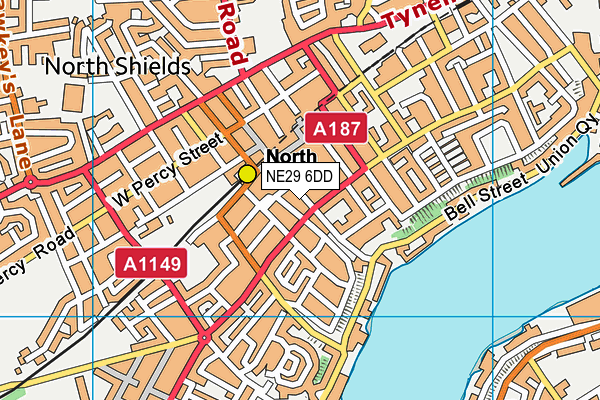 NE29 6DD map - OS VectorMap District (Ordnance Survey)
