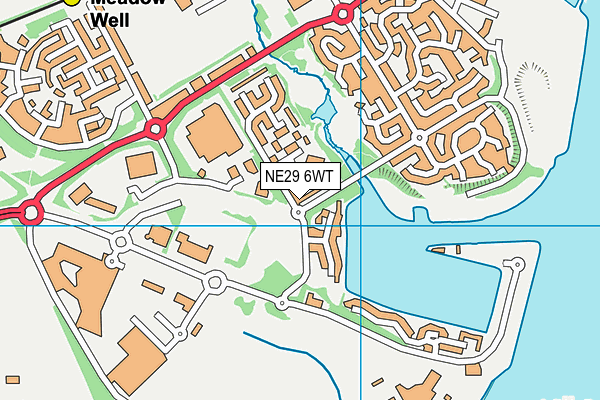 NE29 6WT map - OS VectorMap District (Ordnance Survey)