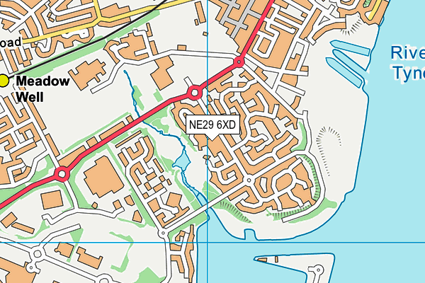NE29 6XD map - OS VectorMap District (Ordnance Survey)