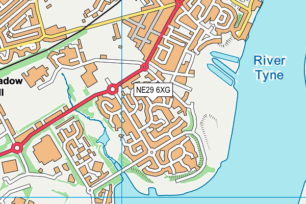 NE29 6XG map - OS VectorMap District (Ordnance Survey)