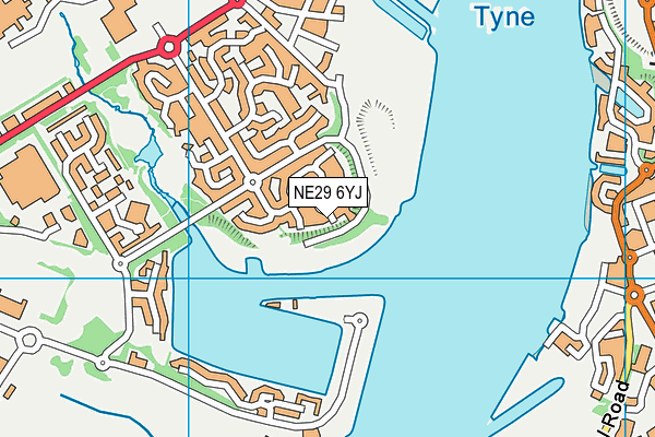NE29 6YJ map - OS VectorMap District (Ordnance Survey)