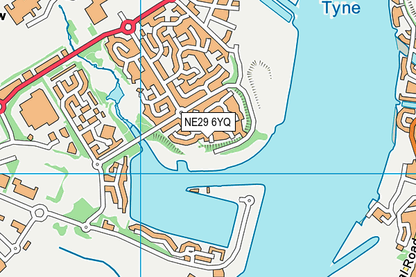 NE29 6YQ map - OS VectorMap District (Ordnance Survey)