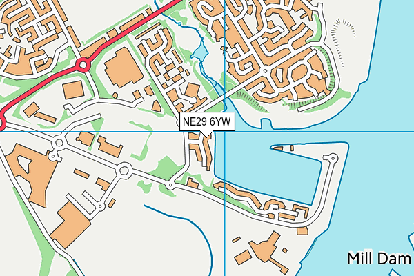 NE29 6YW map - OS VectorMap District (Ordnance Survey)