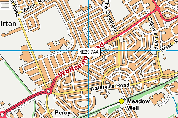 NE29 7AA map - OS VectorMap District (Ordnance Survey)