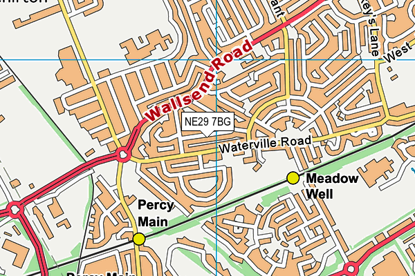 NE29 7BG map - OS VectorMap District (Ordnance Survey)