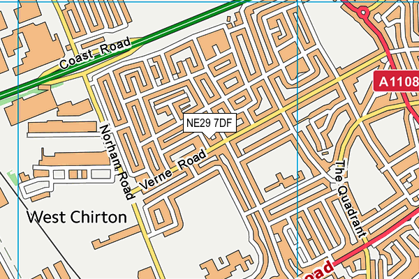 NE29 7DF map - OS VectorMap District (Ordnance Survey)