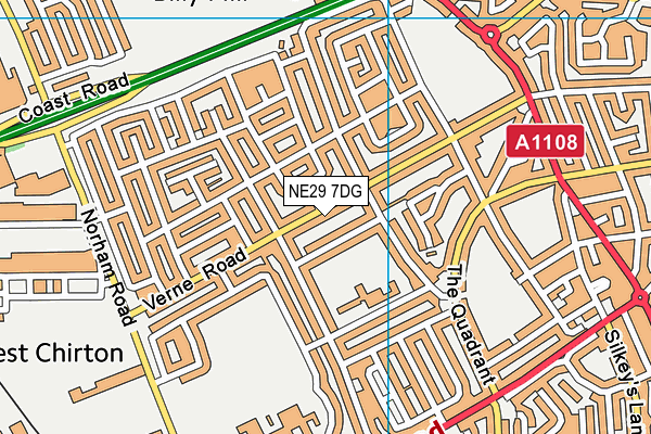 NE29 7DG map - OS VectorMap District (Ordnance Survey)