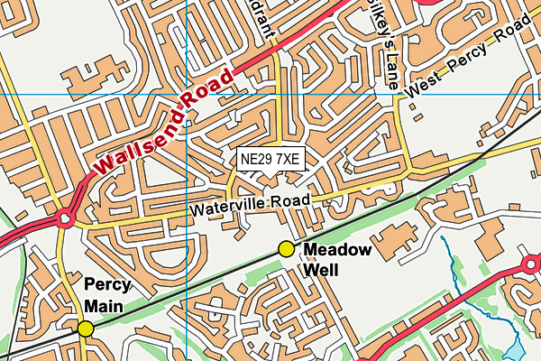 NE29 7XE map - OS VectorMap District (Ordnance Survey)