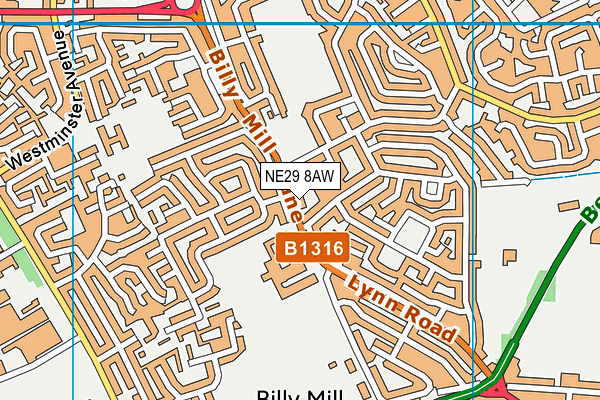 NE29 8AW map - OS VectorMap District (Ordnance Survey)