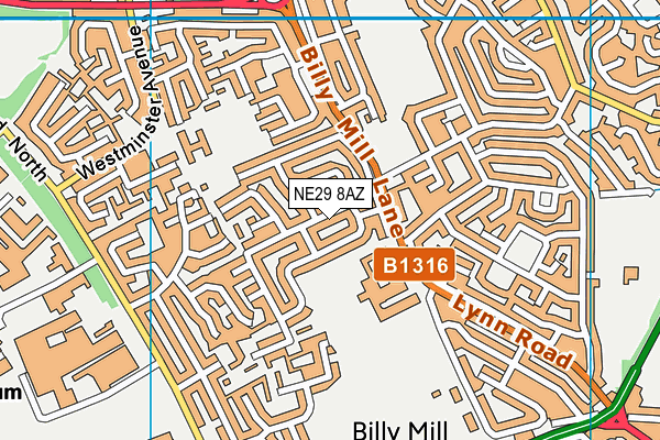 NE29 8AZ map - OS VectorMap District (Ordnance Survey)