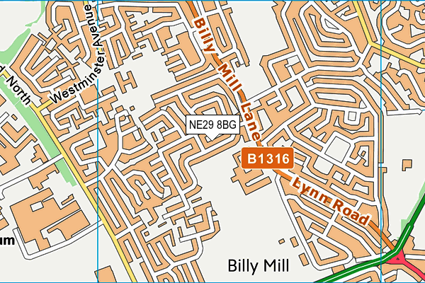 NE29 8BG map - OS VectorMap District (Ordnance Survey)