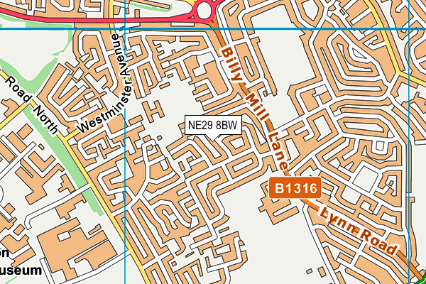 NE29 8BW map - OS VectorMap District (Ordnance Survey)