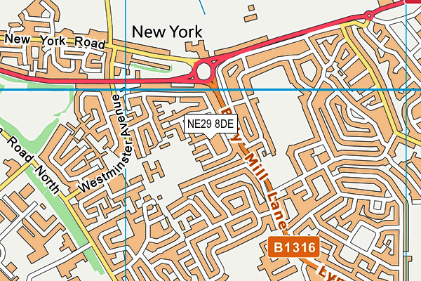 NE29 8DE map - OS VectorMap District (Ordnance Survey)
