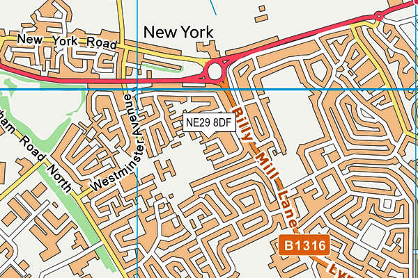 NE29 8DF map - OS VectorMap District (Ordnance Survey)