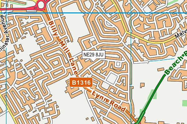 NE29 8JU map - OS VectorMap District (Ordnance Survey)