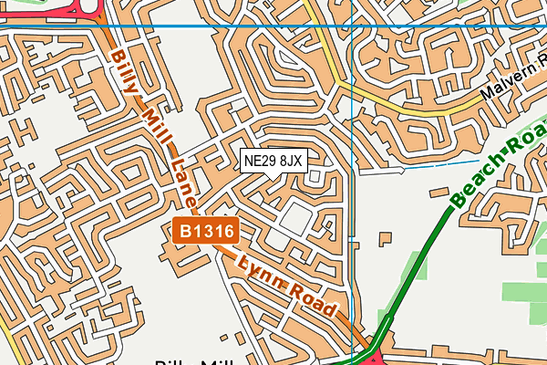 NE29 8JX map - OS VectorMap District (Ordnance Survey)