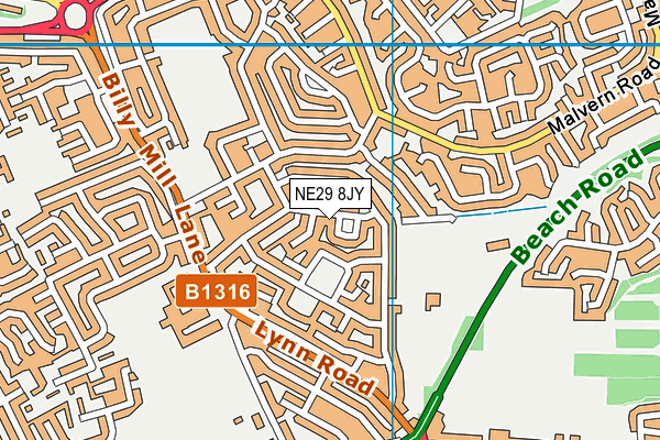 NE29 8JY map - OS VectorMap District (Ordnance Survey)