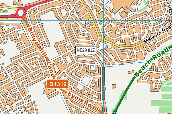NE29 8JZ map - OS VectorMap District (Ordnance Survey)