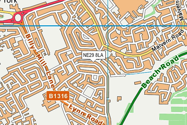 NE29 8LA map - OS VectorMap District (Ordnance Survey)