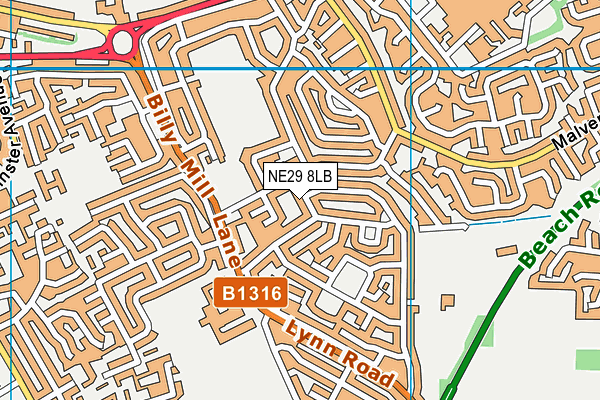 NE29 8LB map - OS VectorMap District (Ordnance Survey)