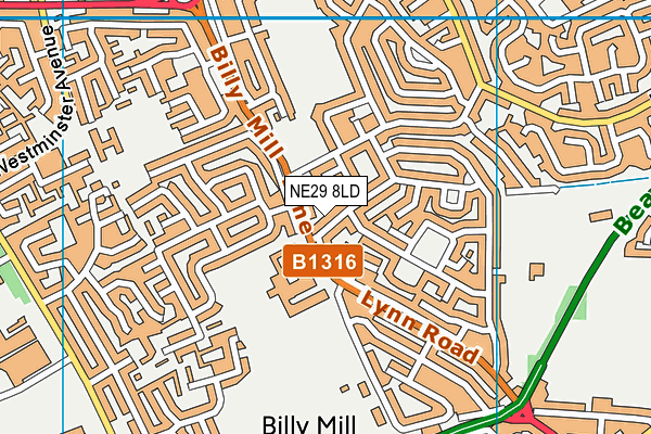 NE29 8LD map - OS VectorMap District (Ordnance Survey)