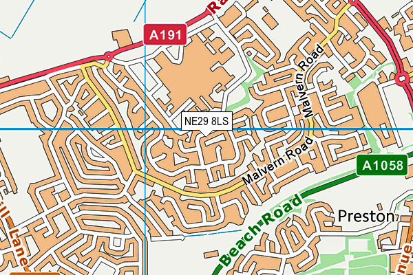 NE29 8LS map - OS VectorMap District (Ordnance Survey)