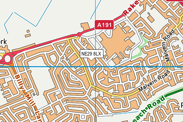 NE29 8LX map - OS VectorMap District (Ordnance Survey)