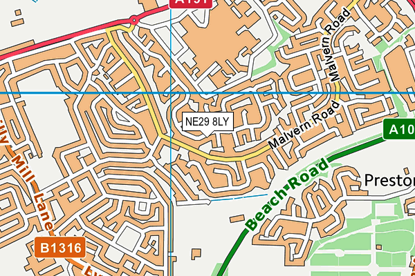 NE29 8LY map - OS VectorMap District (Ordnance Survey)