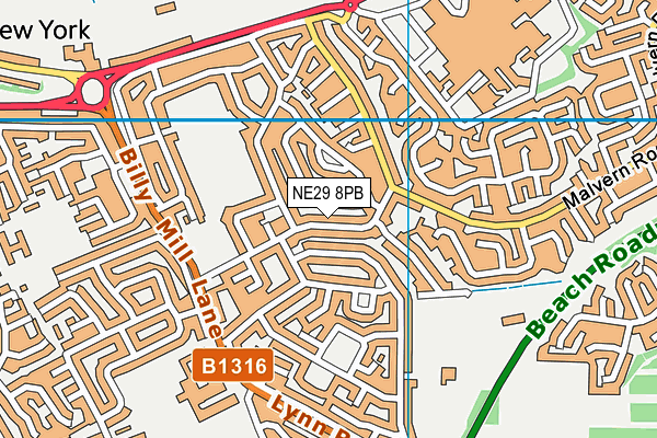 NE29 8PB map - OS VectorMap District (Ordnance Survey)