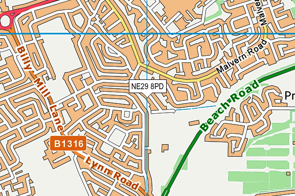 NE29 8PD map - OS VectorMap District (Ordnance Survey)