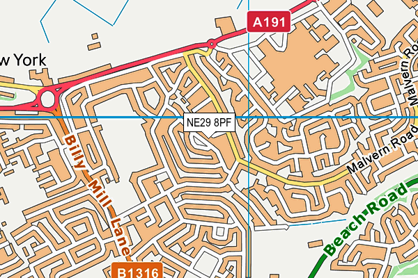 NE29 8PF map - OS VectorMap District (Ordnance Survey)