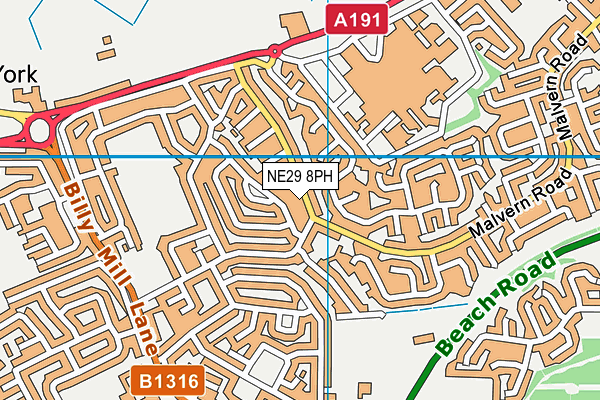 NE29 8PH map - OS VectorMap District (Ordnance Survey)