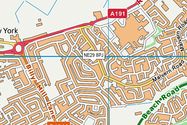 NE29 8PJ map - OS VectorMap District (Ordnance Survey)