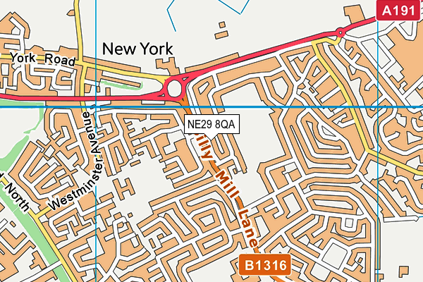NE29 8QA map - OS VectorMap District (Ordnance Survey)