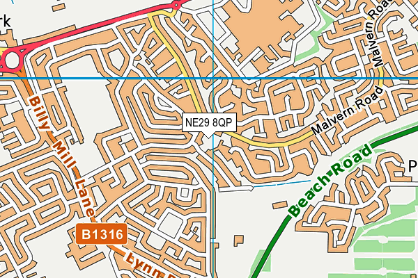 NE29 8QP map - OS VectorMap District (Ordnance Survey)