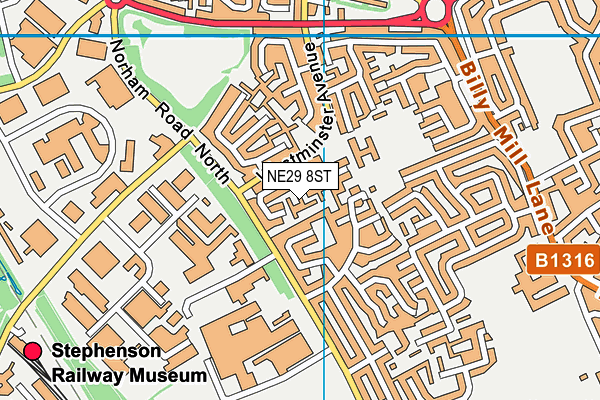NE29 8ST map - OS VectorMap District (Ordnance Survey)