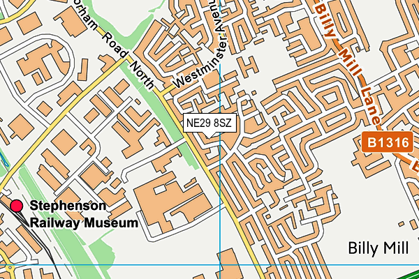 NE29 8SZ map - OS VectorMap District (Ordnance Survey)
