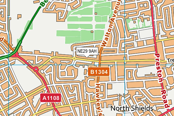 NE29 9AH map - OS VectorMap District (Ordnance Survey)