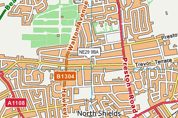 NE29 9BA map - OS VectorMap District (Ordnance Survey)