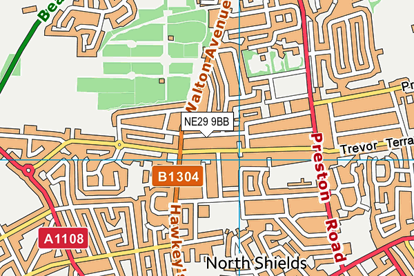 NE29 9BB map - OS VectorMap District (Ordnance Survey)
