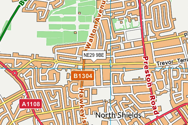 NE29 9BE map - OS VectorMap District (Ordnance Survey)