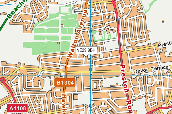 NE29 9BH map - OS VectorMap District (Ordnance Survey)