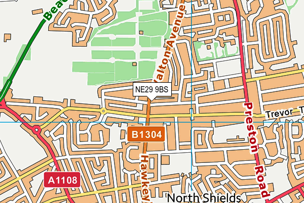 NE29 9BS map - OS VectorMap District (Ordnance Survey)